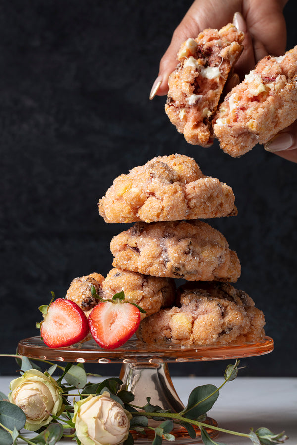 stack of strawberry cookies