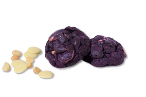ube white chocolate and macadamia nut cookie
